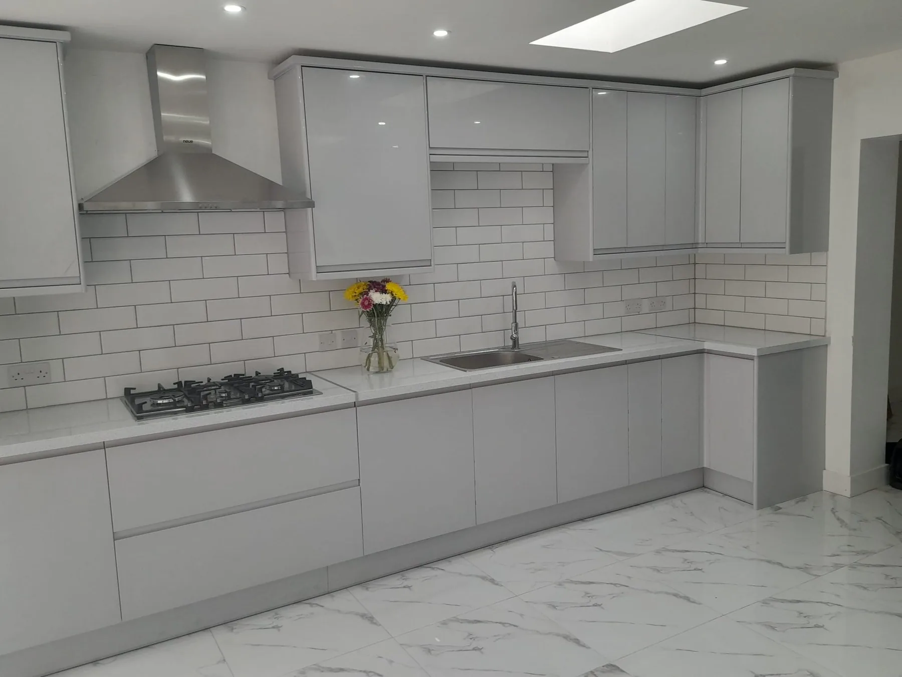 Completed modern kitchen fitted by Campbell and Sons